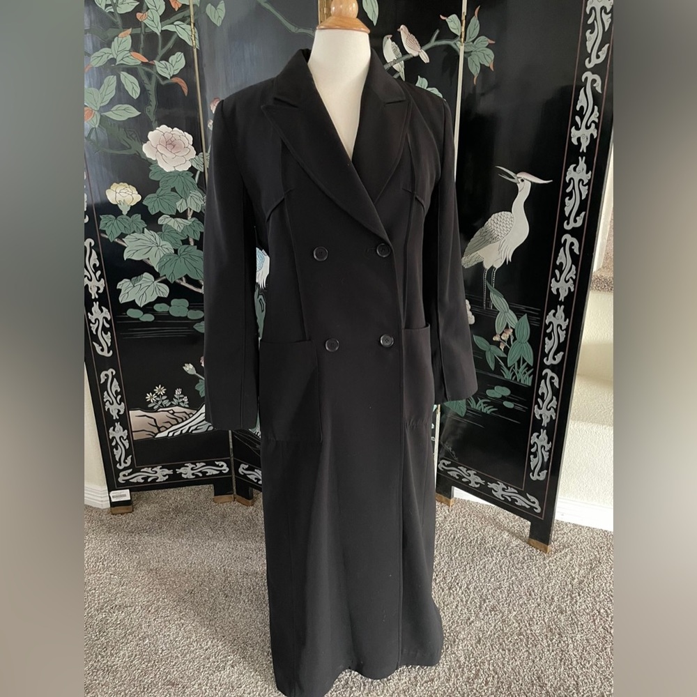 Carol Cohen Collectibles Black Long Trench Coat Size 8